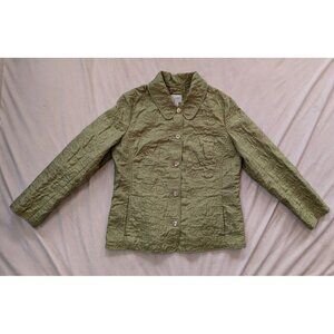 J. Jill Blazer Jacket Quilted Vintage 100% Silk Paisley Embroidery Button Medium